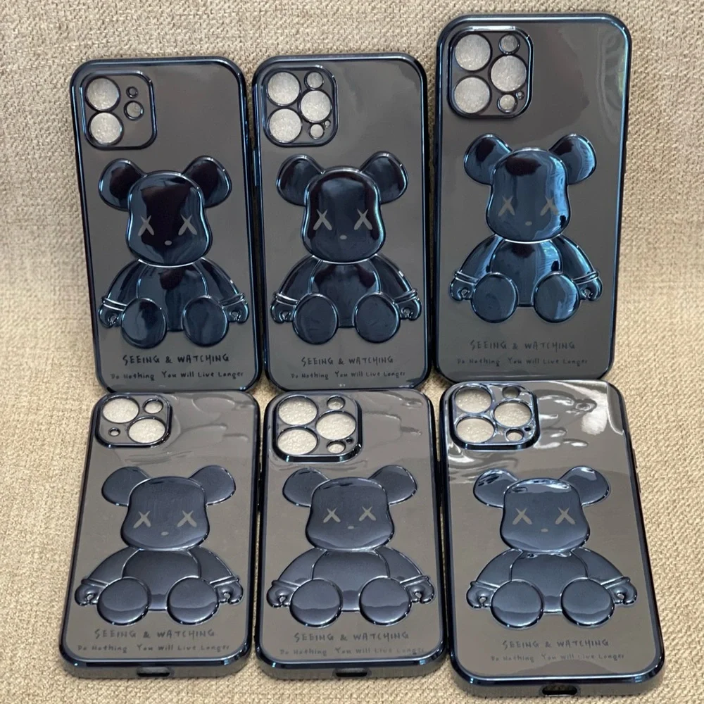 Electroplate Blue Violent Bear in Dark Background iPhone Case
